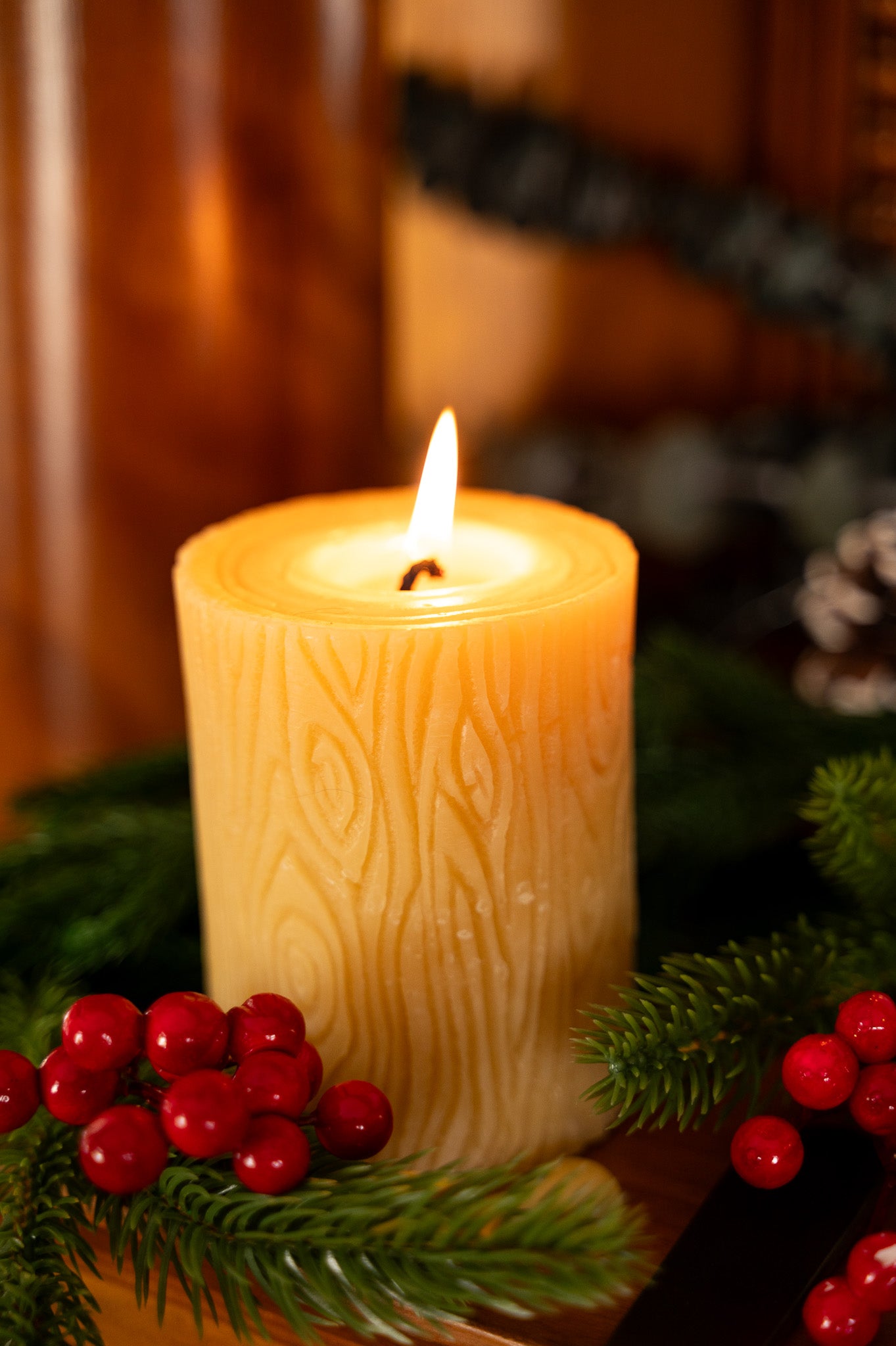 Stump Beeswax Pillar Candle