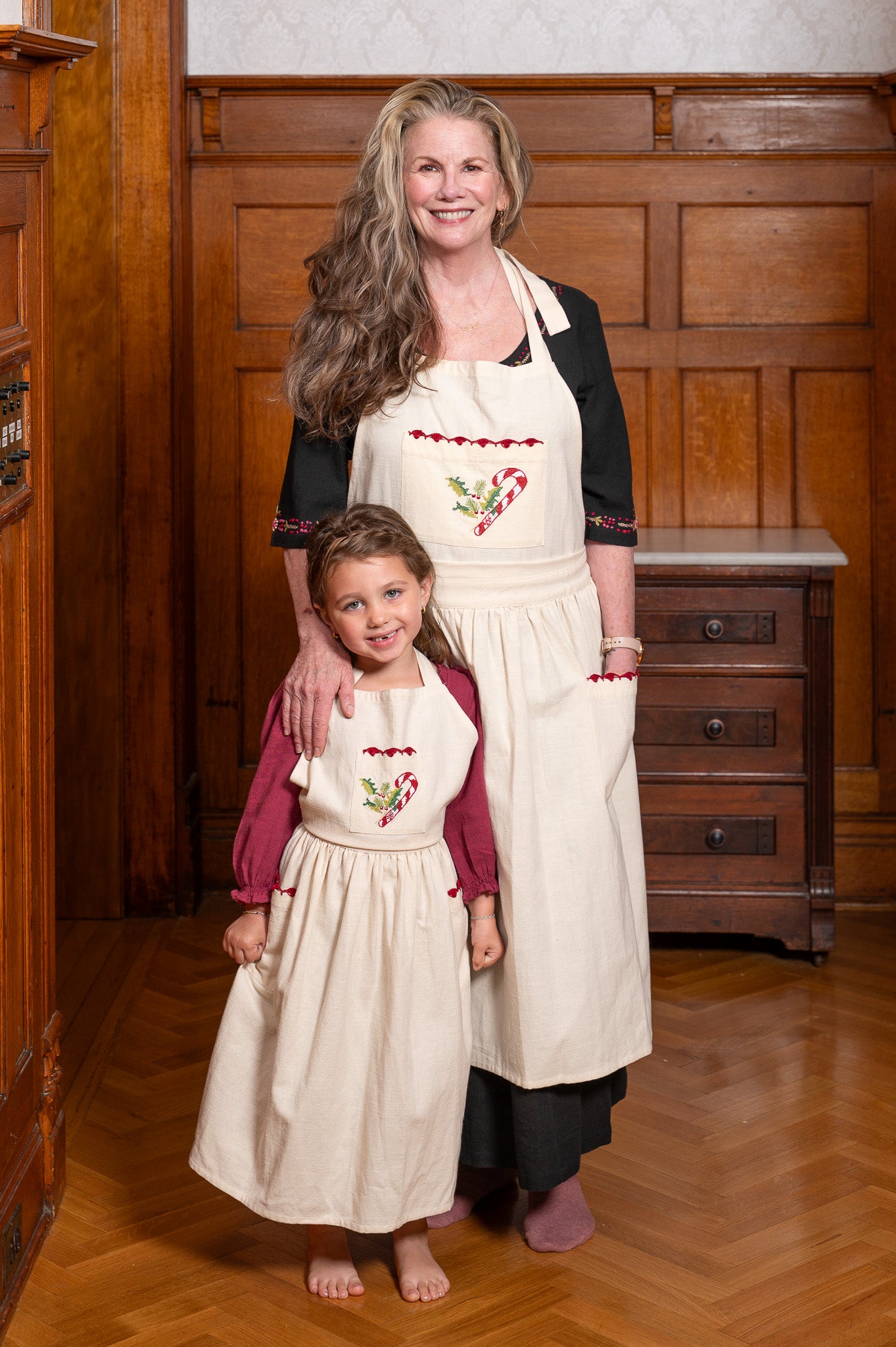 Candy Cane Embroidered Half-Pint Apron