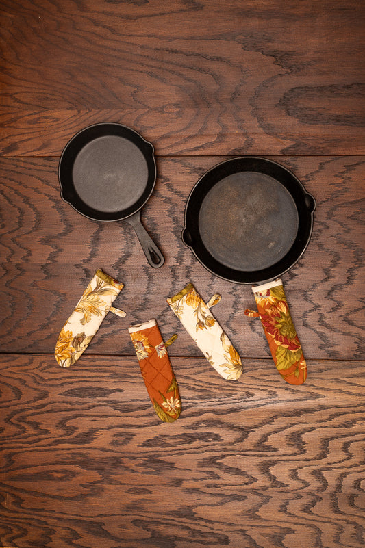 Marguerite & Musical Floral Skillet Handle Covers, Set of 4