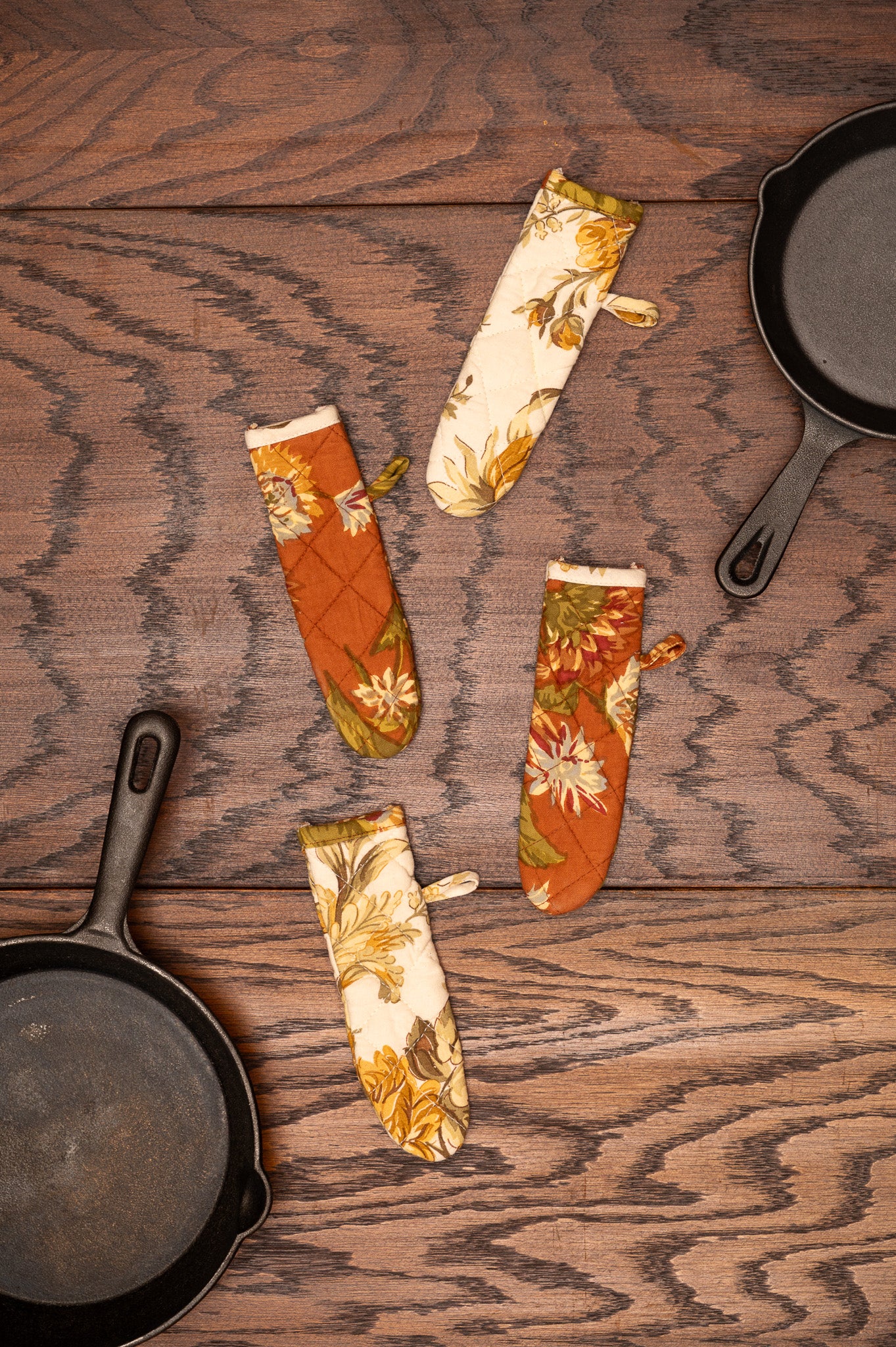 Marguerite & Musical Floral Skillet Handle Covers, Set of 4