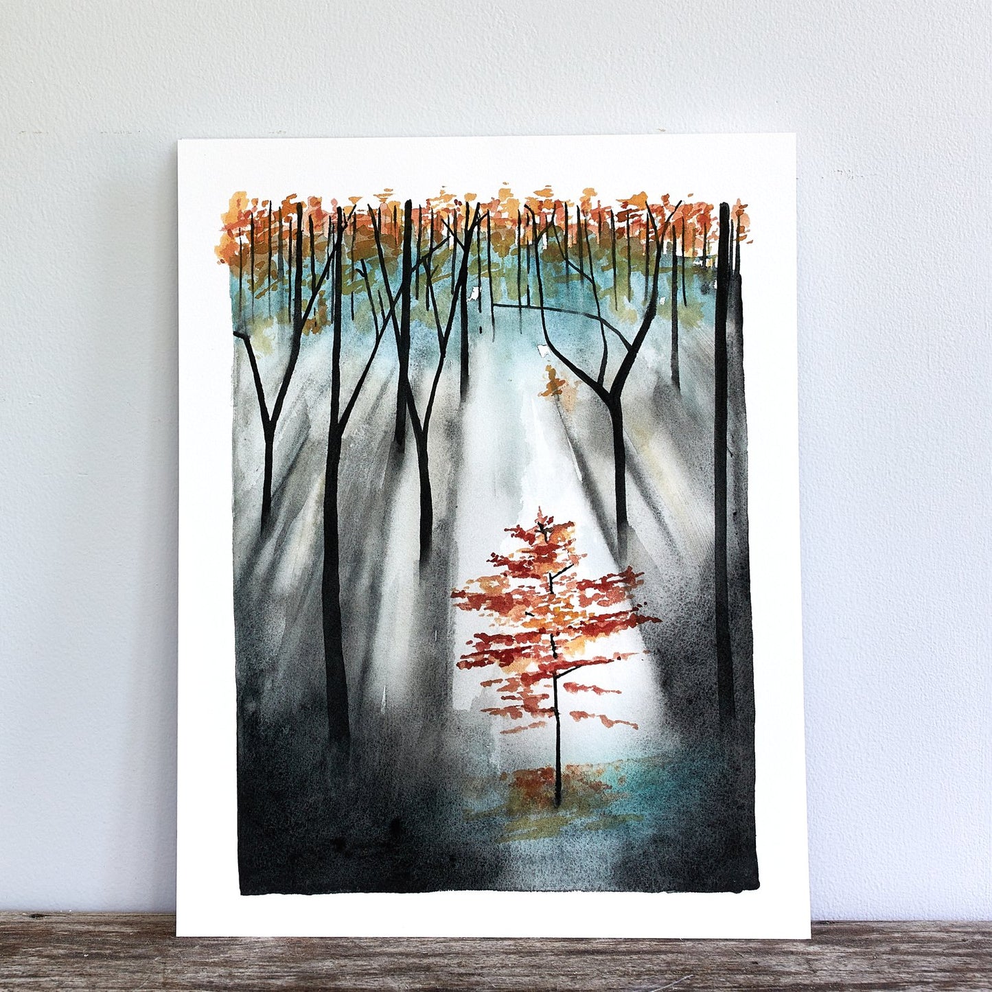 First Autumn Watercolor Illustration