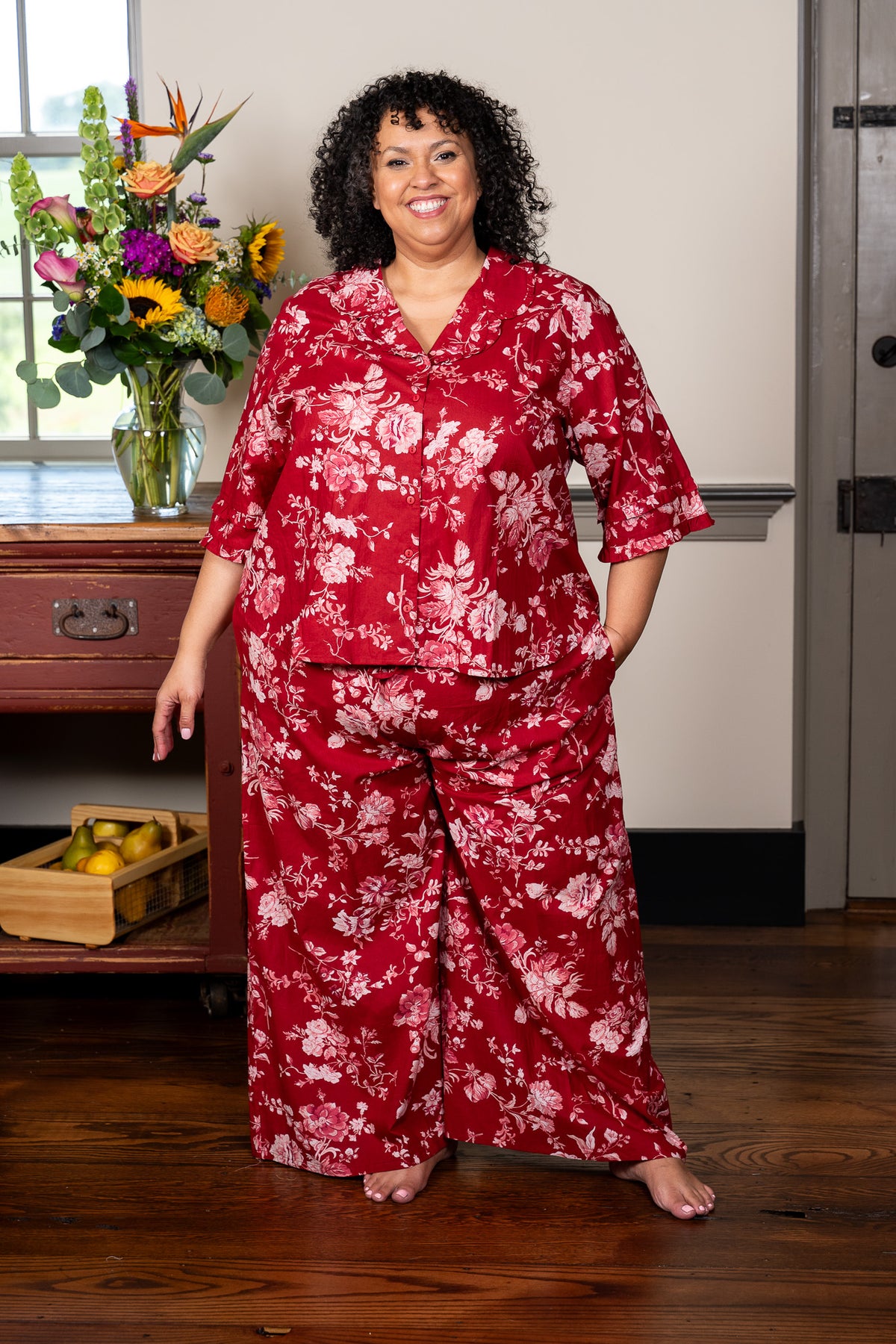 Milene Pajama Set in Wine