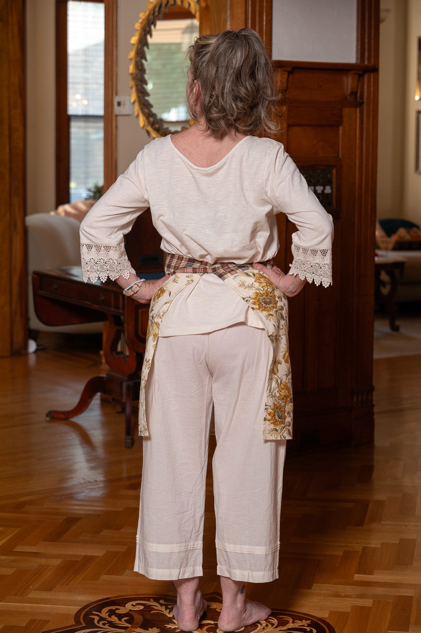 Musical Floral Gathering Apron