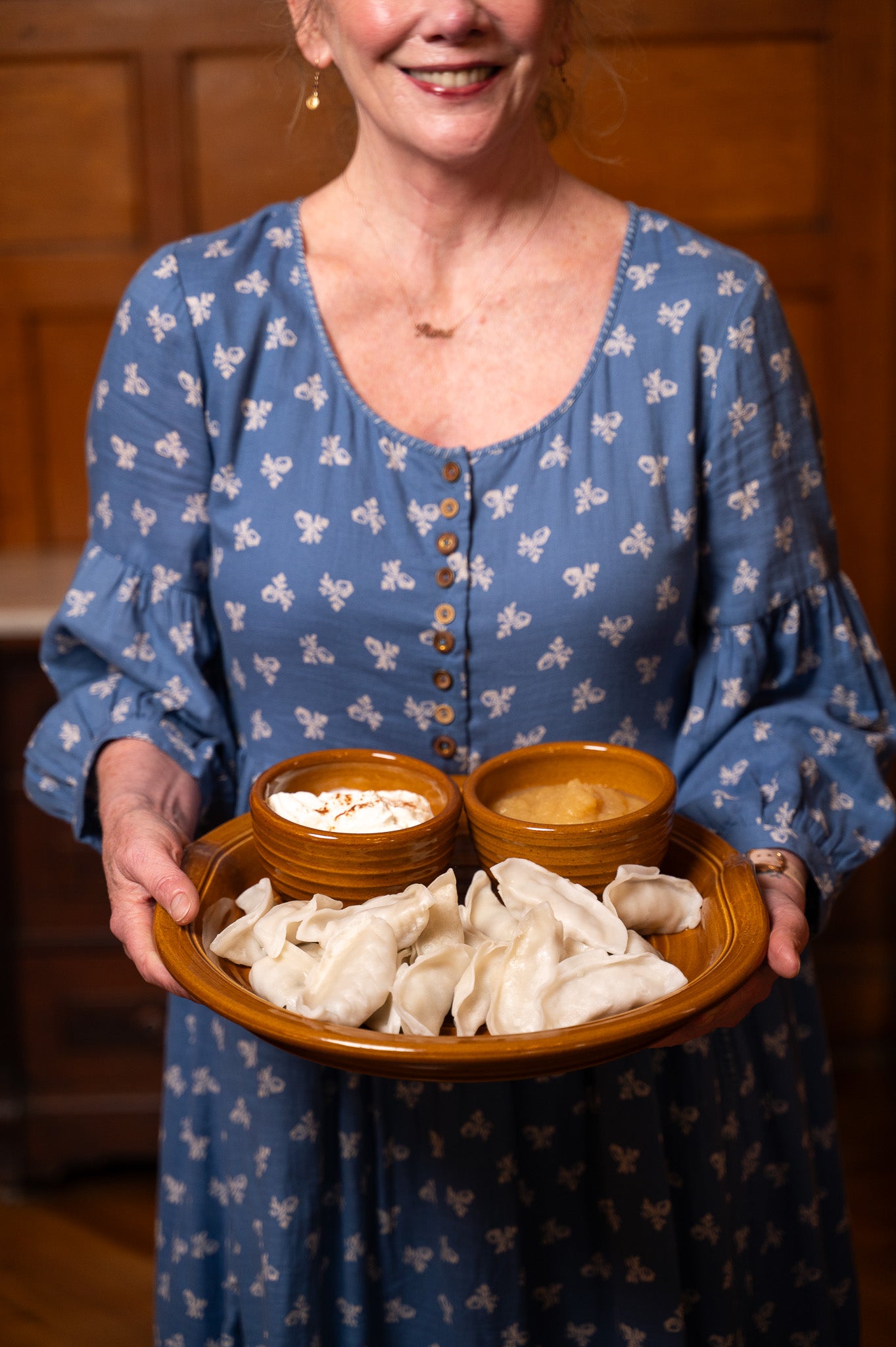 Cinnamon Glaze Ceramic Handled Serving Platter