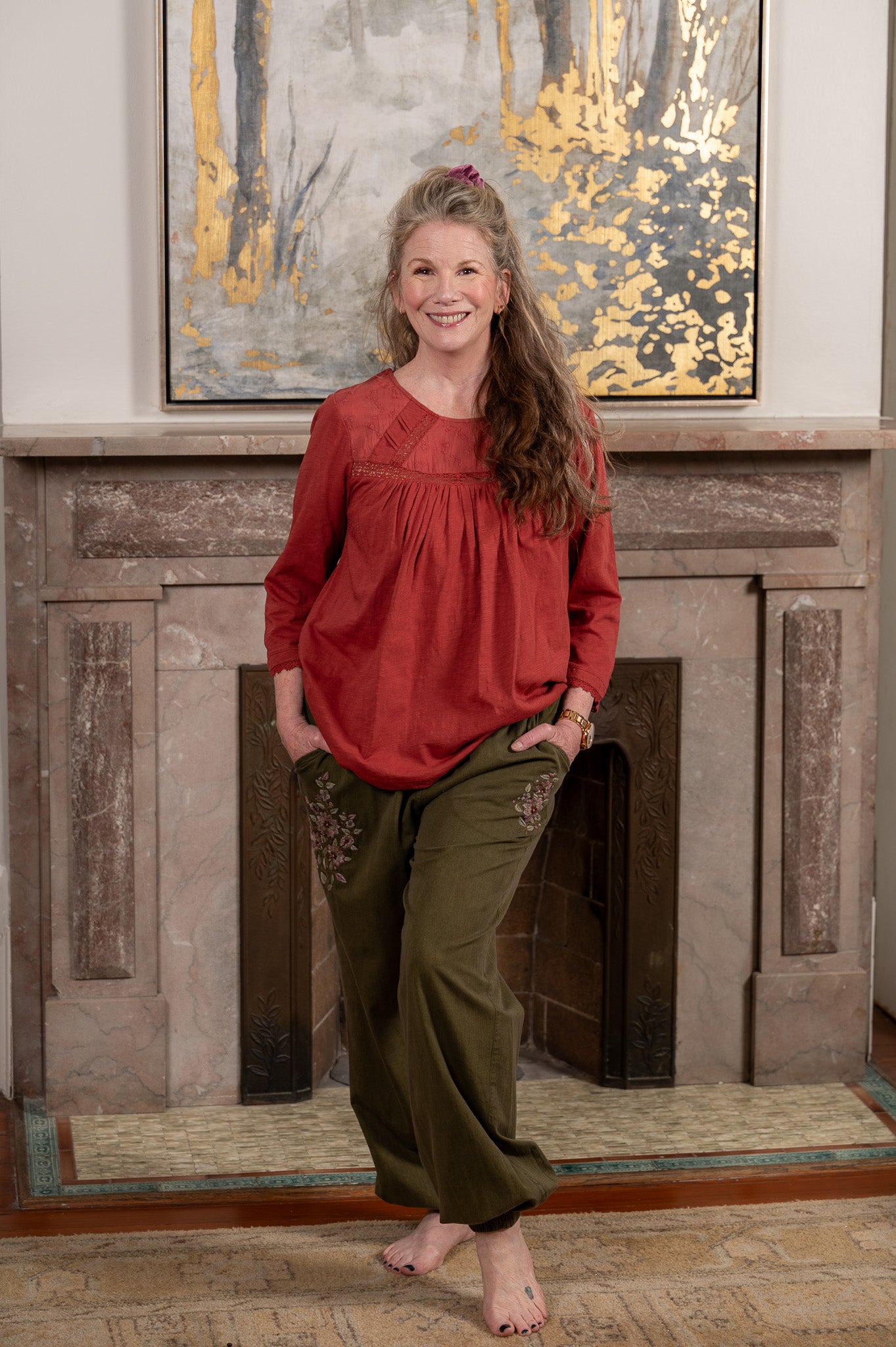 Oleson Embroidered Jogger in Olive