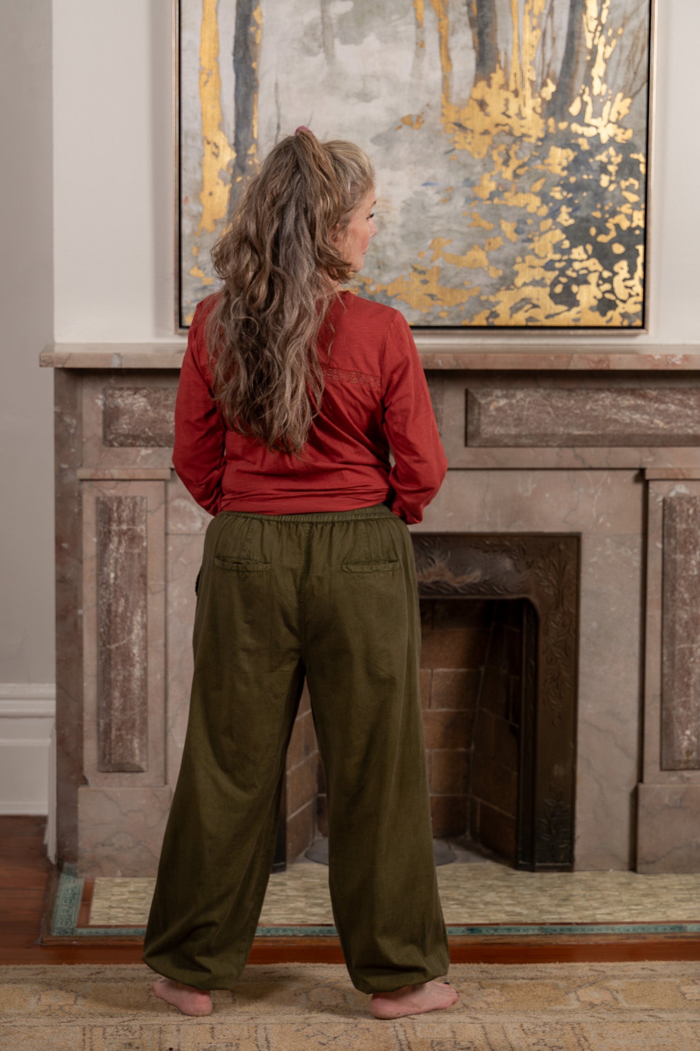 Oleson Embroidered Jogger in Olive