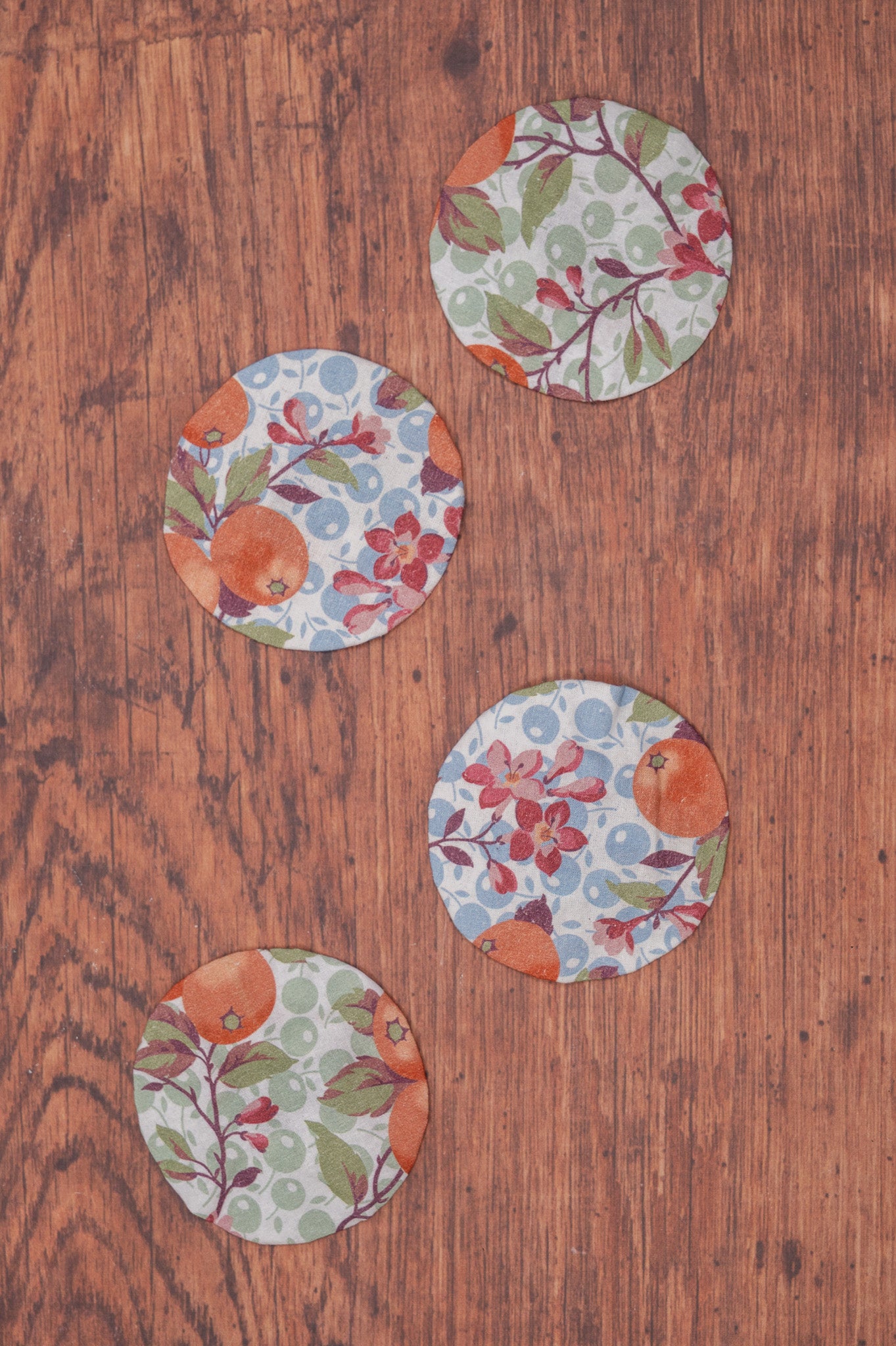 Orange Blossom Jar Covers, Set of 4