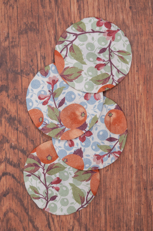 Orange Blossom Jar Covers, Set of 4