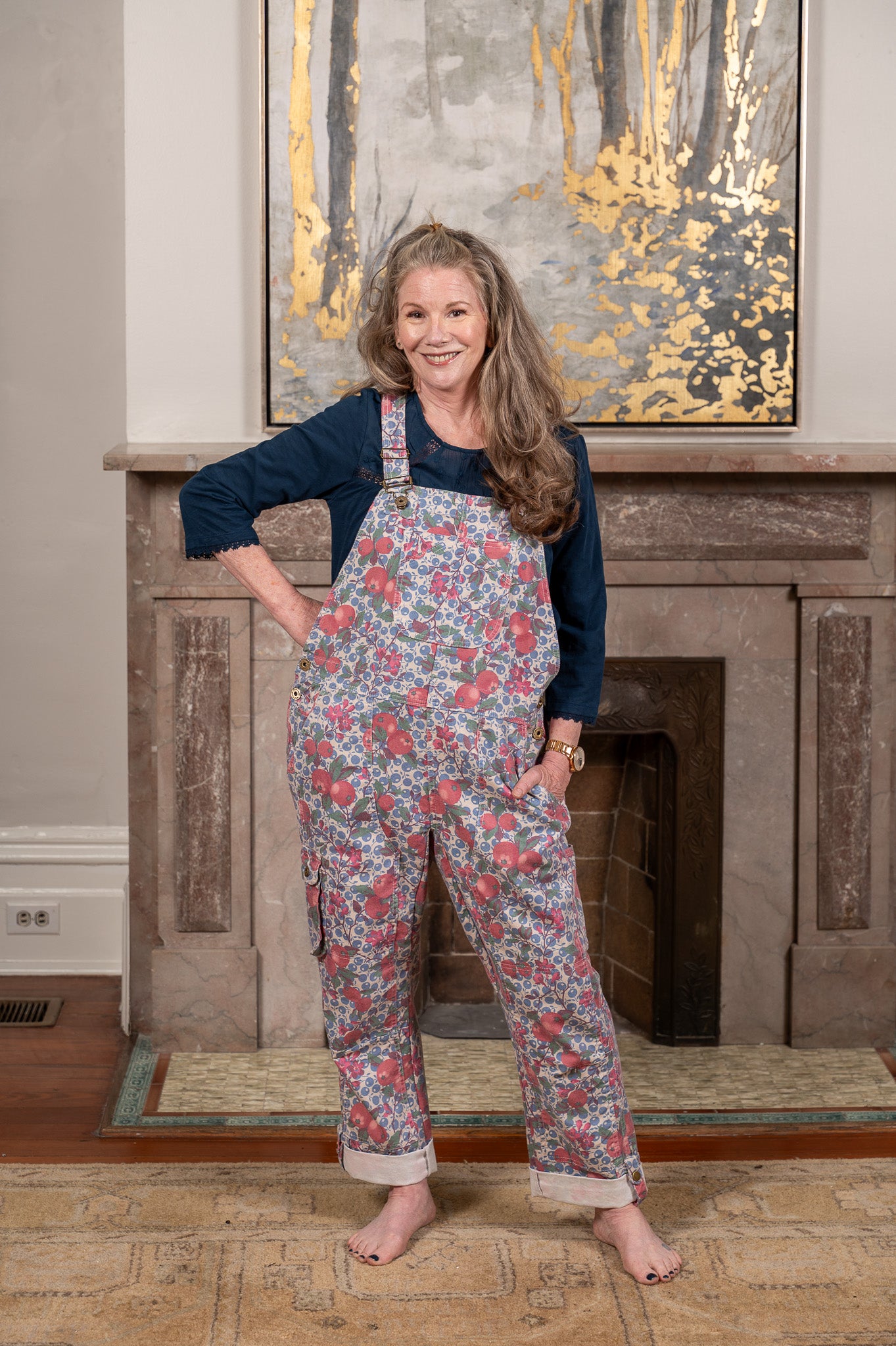 Modern Prairie Orange Blossom Gardening Overall