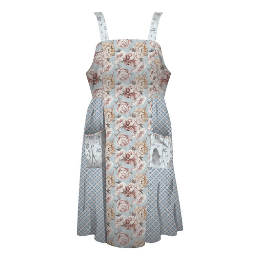 Daybreak on the Prairie Blue Cottage Core Apron Project Panel