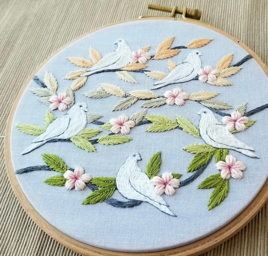 Peaceful Doves Beginner's Hand Embroidery Kit