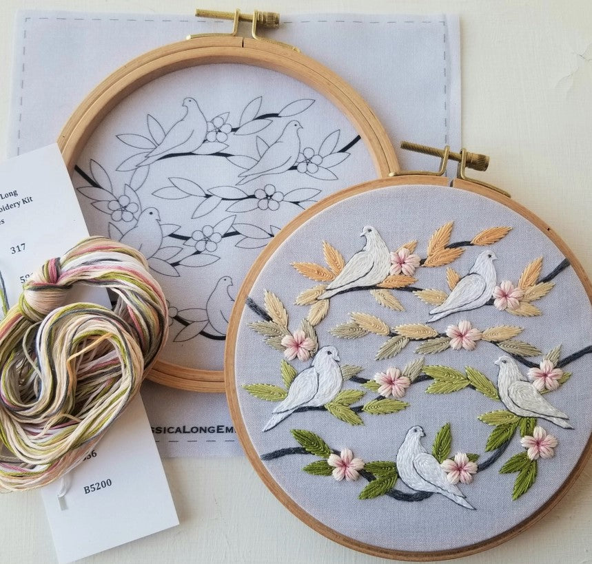 Peaceful Doves Beginner's Hand Embroidery Kit