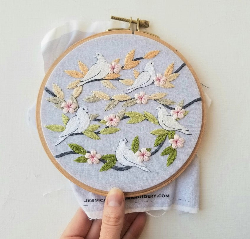 Peaceful Doves Beginner's Hand Embroidery Kit
