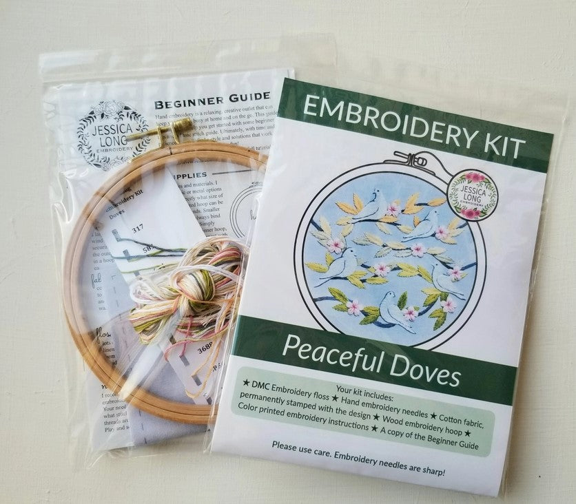 Peaceful Doves Beginner's Hand Embroidery Kit