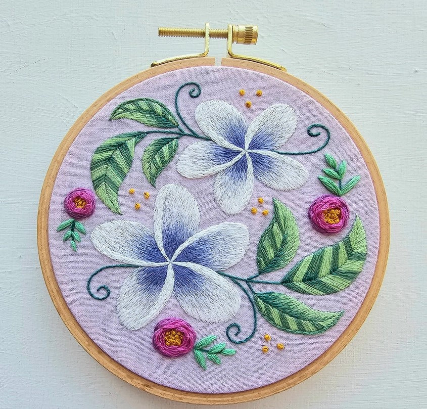Plumeria Flower Beginner's Hand Embroidery Kit