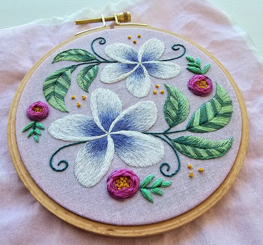 Plumeria Flower Beginner's Hand Embroidery Kit
