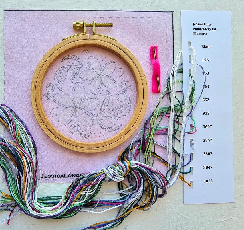Plumeria Flower Beginner's Hand Embroidery Kit