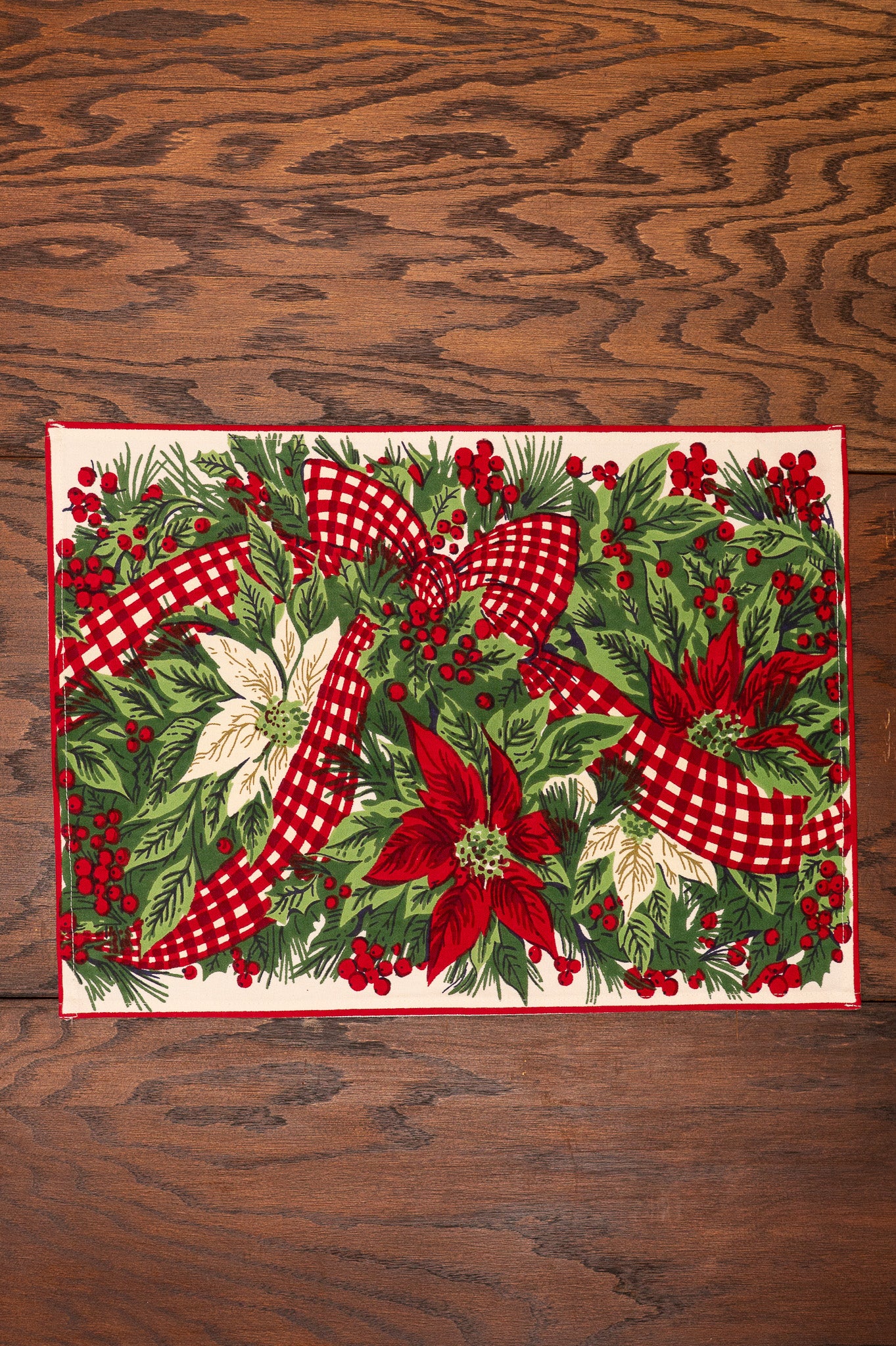 Christmas Cottage Poinsettia Placemat, Set of 6