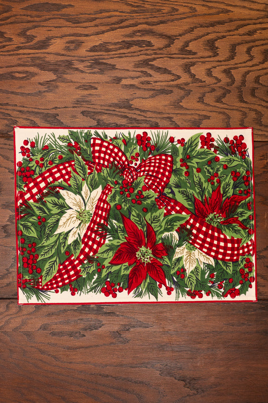 Christmas Cottage Poinsettia Placemat, Set of 6