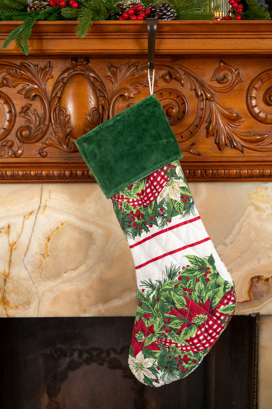 Christmas Cottage Poinsettia Stocking