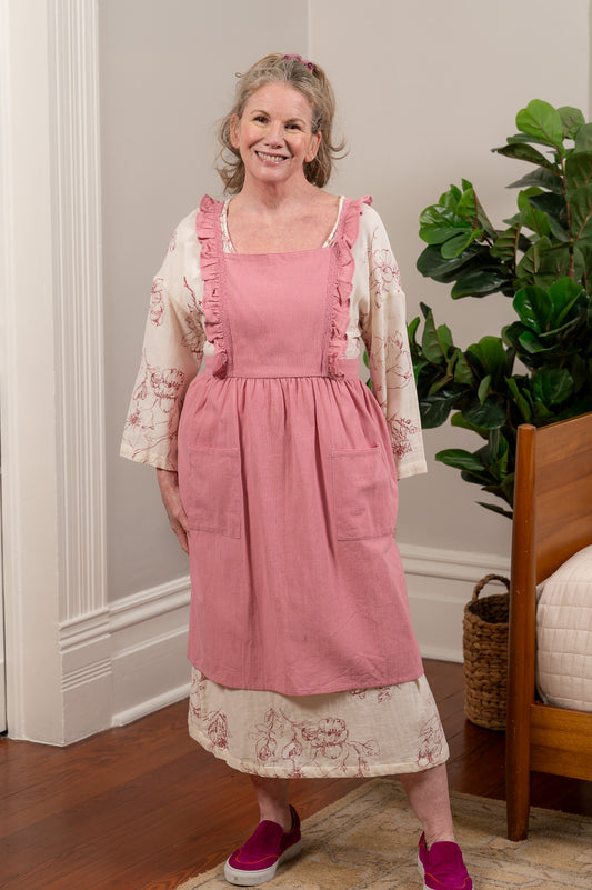 On the Prairie Ruffled Apron in Rose