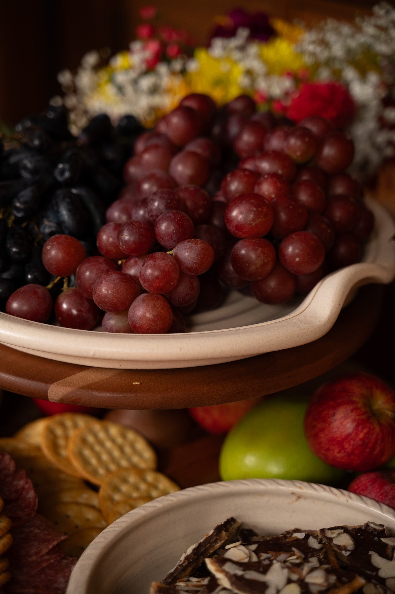 Prairie Linen Ceramic Handled Serving Platter