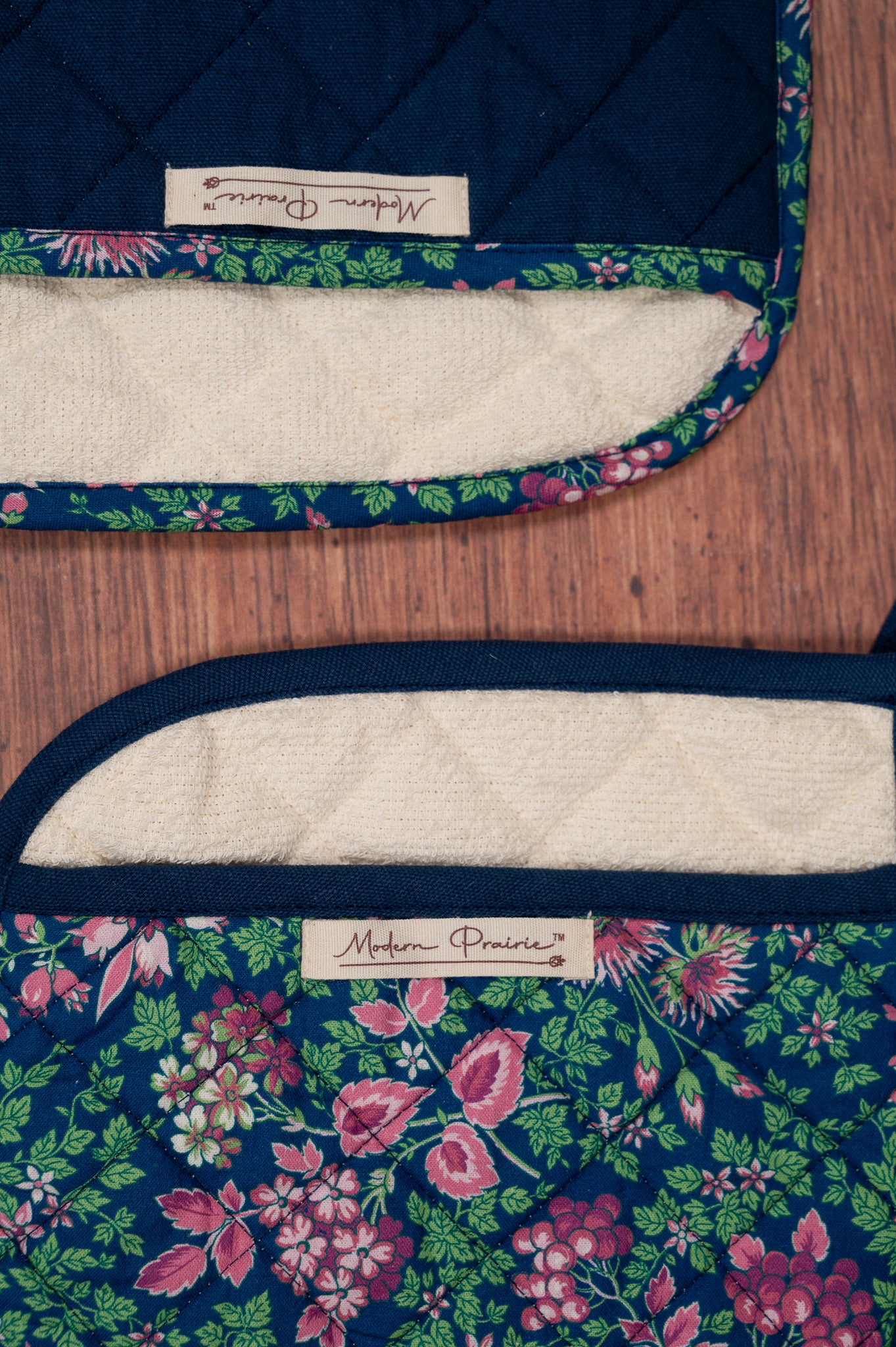 Prairie Essentials Pocket Potholders in Navy, Set of 2