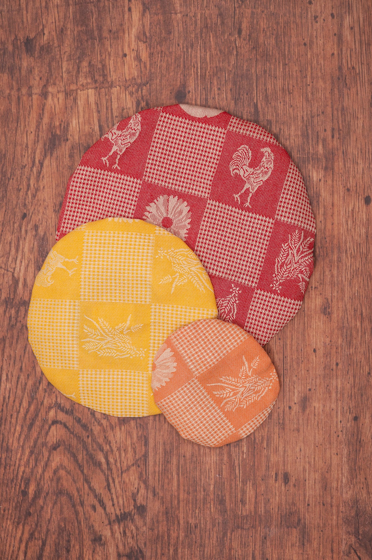 Prairie Kitchen Jacquard Bowl Covers in Warm, Set of 3