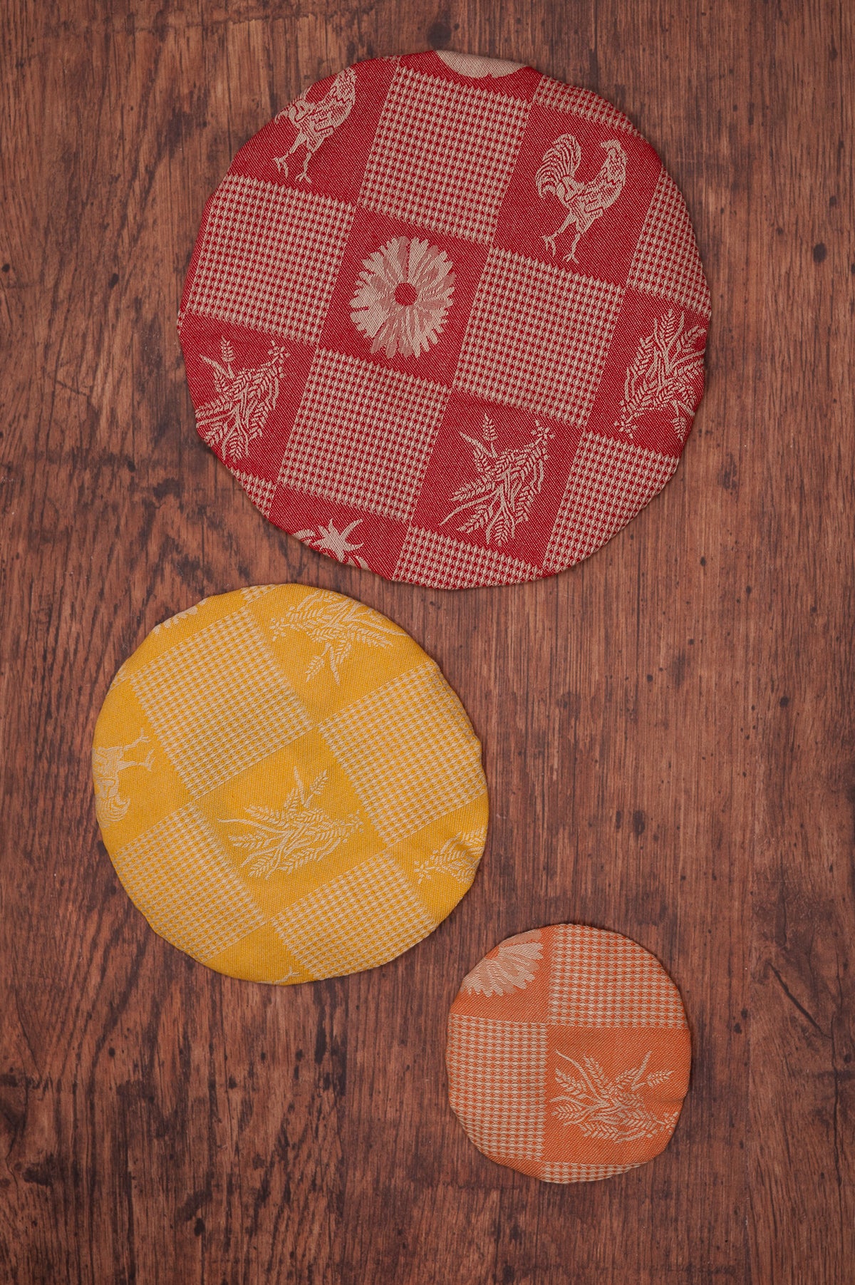Prairie Kitchen Jacquard Bowl Covers in Warm, Set of 3
