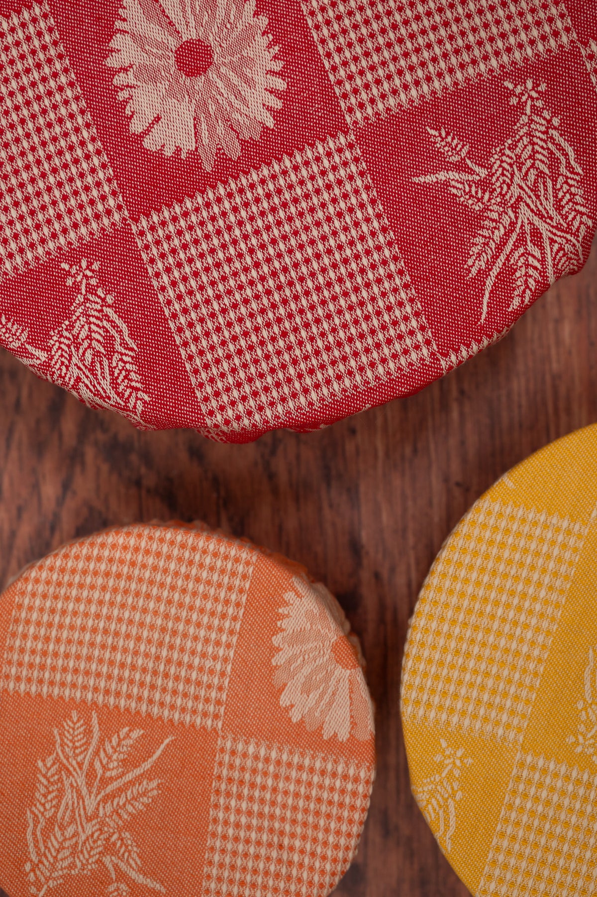 Prairie Kitchen Jacquard Bowl Covers in Warm, Set of 3