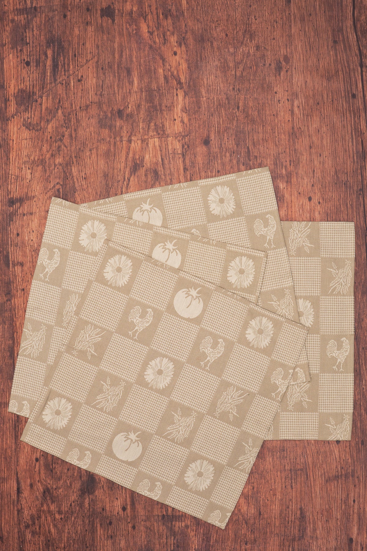 Prairie Kitchen Jacquard Napkins in Tan, Set of 4