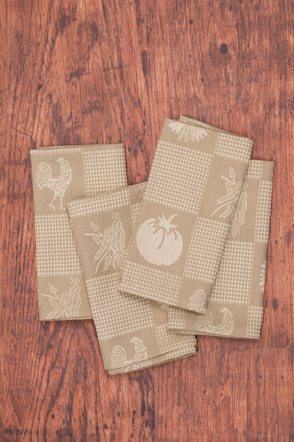 Prairie Kitchen Jacquard Napkins in Tan, Set of 4