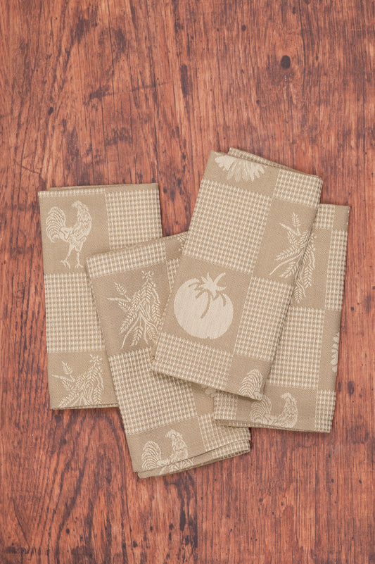 Prairie Kitchen Jacquard Napkins in Tan, Set of 4