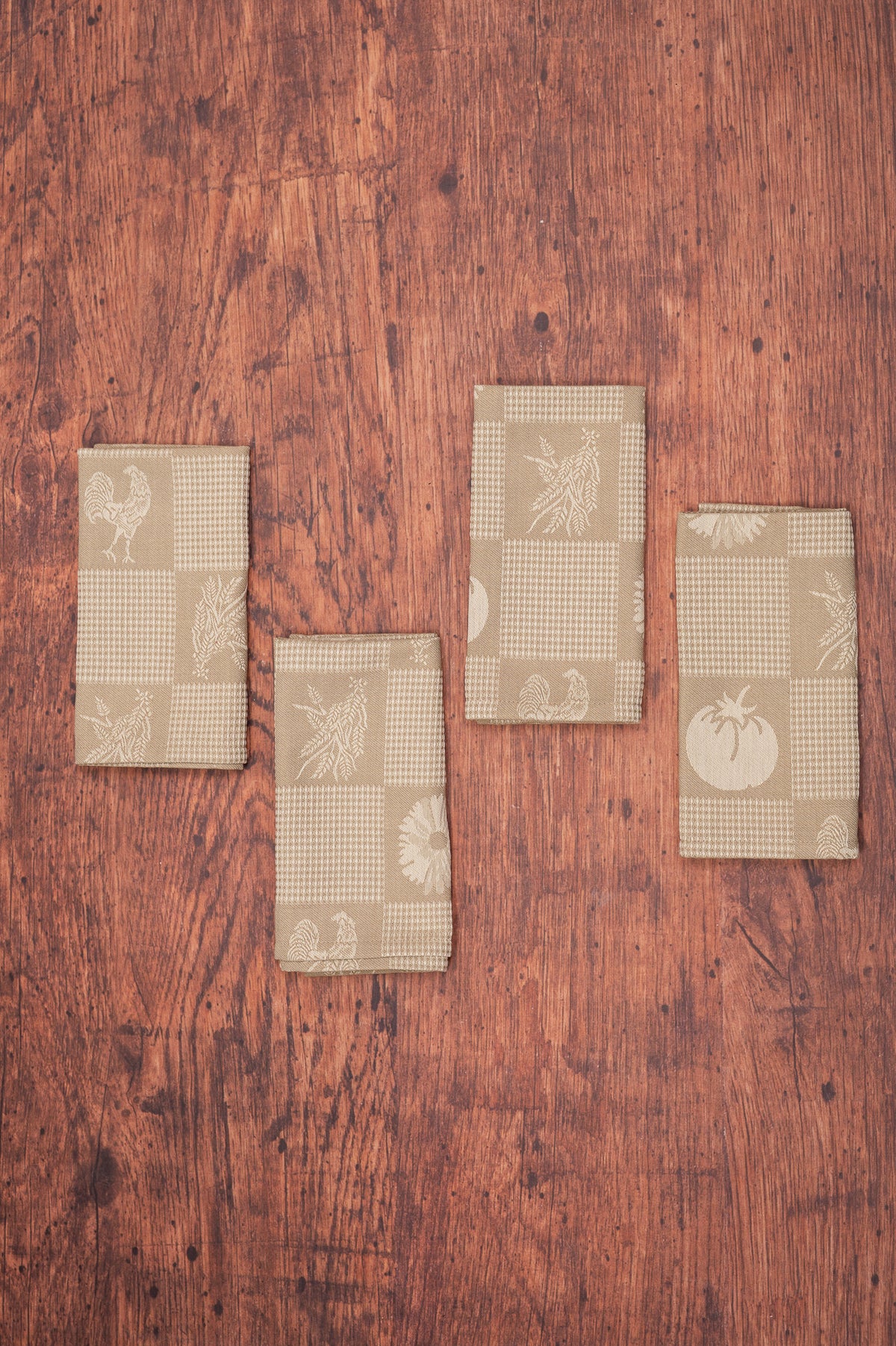 Prairie Kitchen Jacquard Napkins in Tan, Set of 4