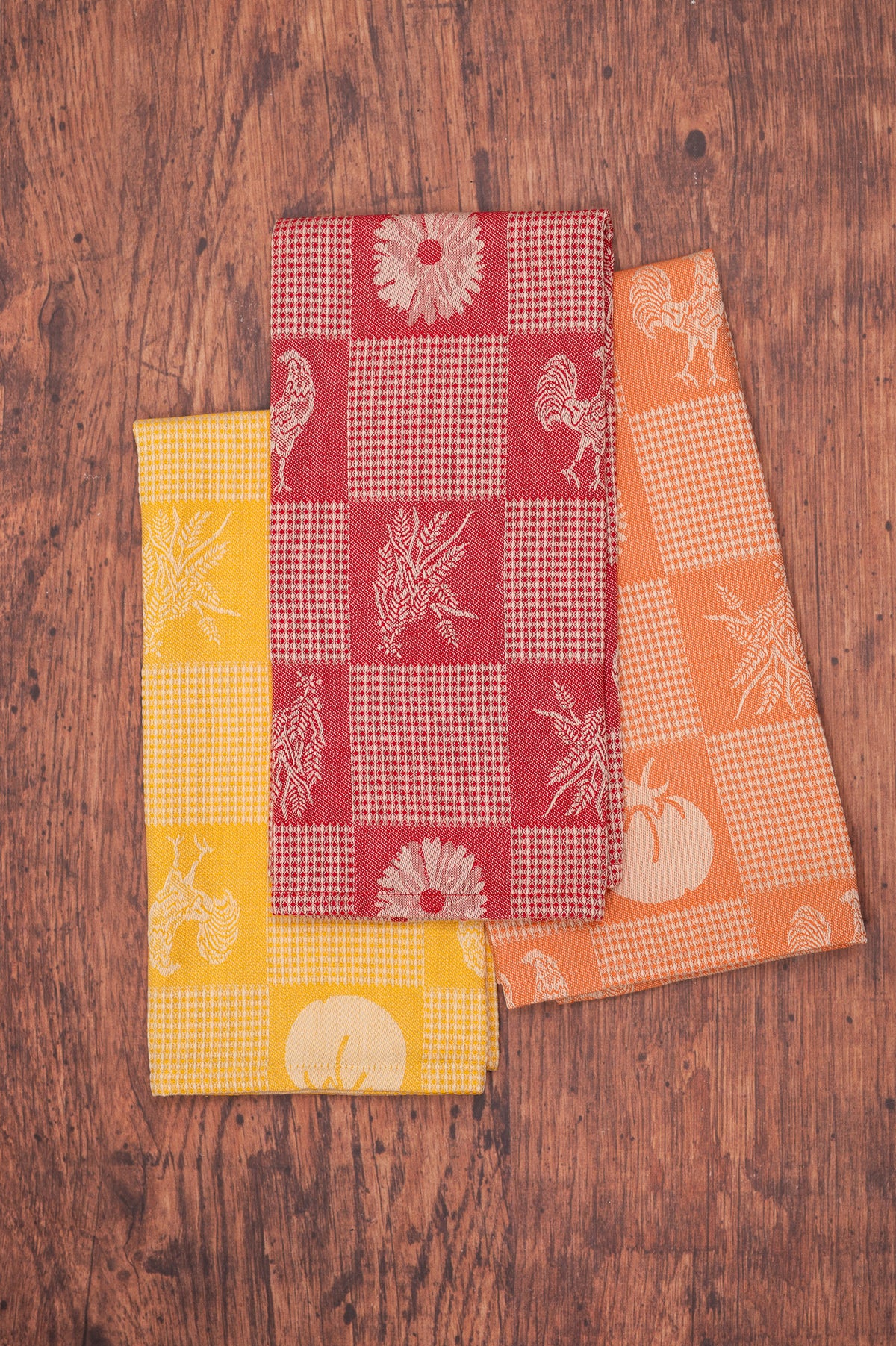 Prairie Kitchen Jacquard Tea Towel in Warm, Set of 3