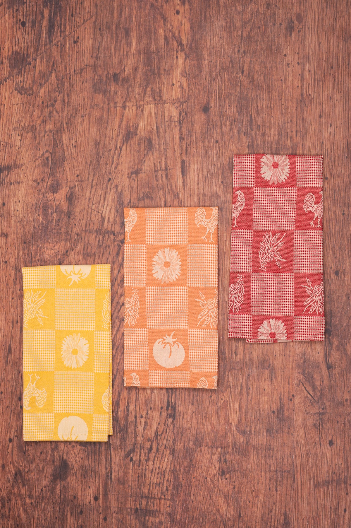 Prairie Kitchen Jacquard Tea Towel in Warm, Set of 3