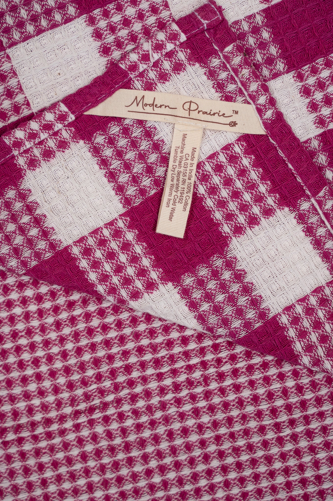 Prairie Essentials Honeycomb Tea Towel in Berry Plaid, Set of 2