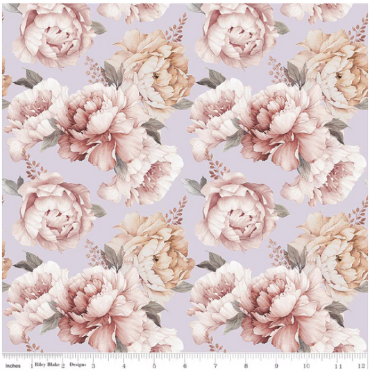 Daybreak on the Prairie Purple Peonies, Fabric by the Yard