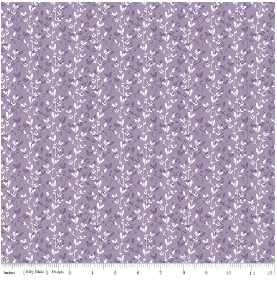 Daybreak on the Prairie Purple Silhouette Floral, Fabric by the Yard