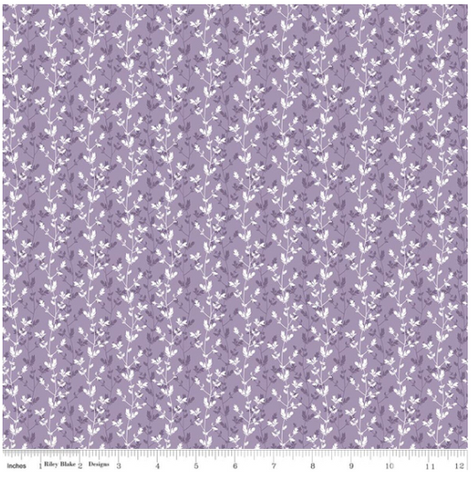 Daybreak on the Prairie Purple Silhouette Floral, Fabric by the Yard