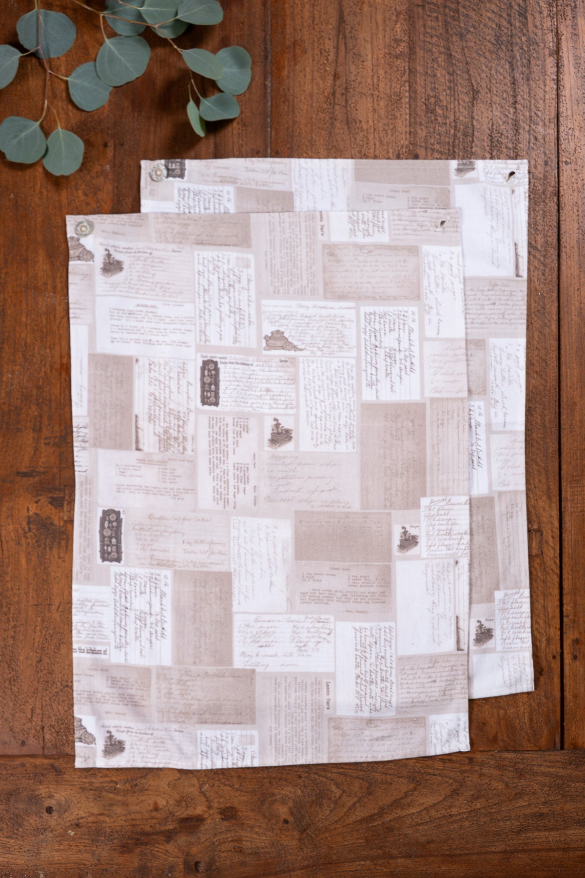 Family Recipe Button Tea Towels, Set of 2
