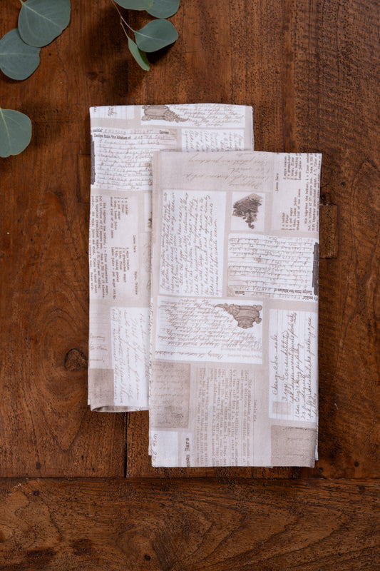 Family Recipe Button Tea Towels, Set of 2