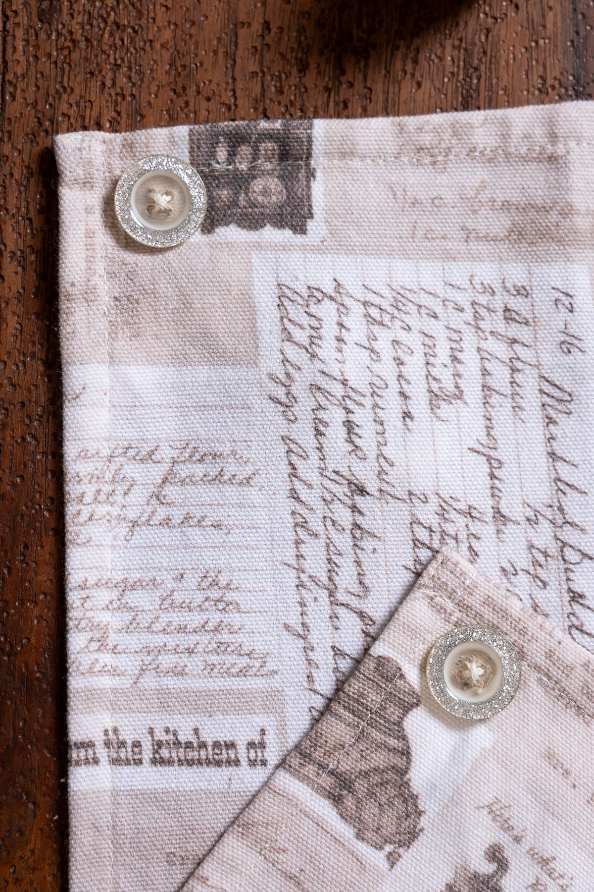 Family Recipe Button Tea Towels, Set of 2