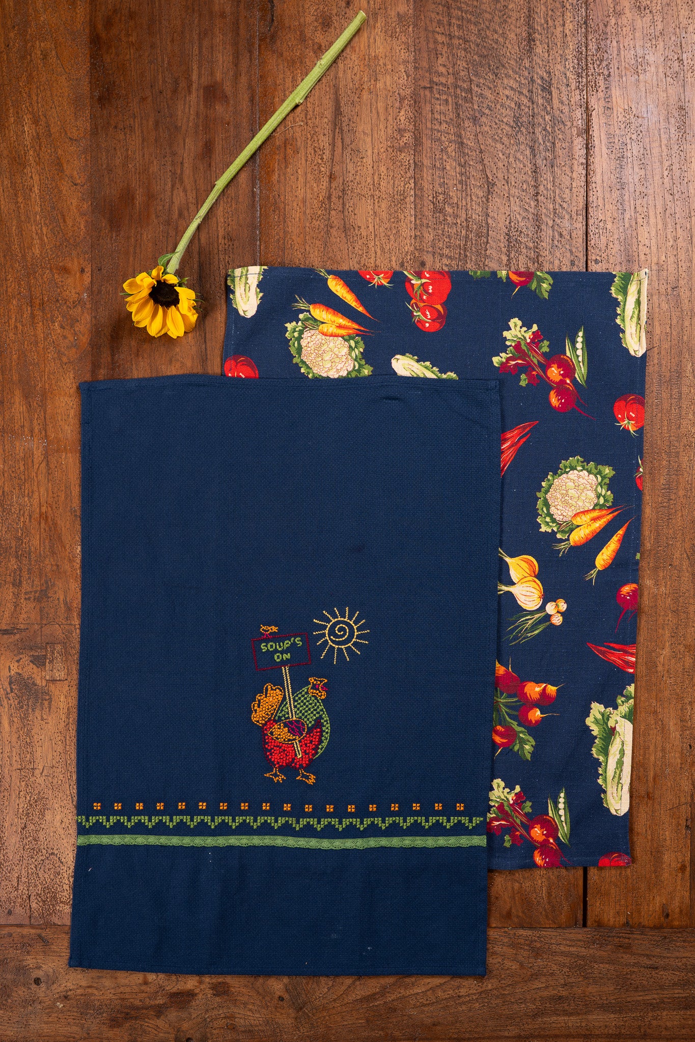 Farm Fresh Embroidered Tea Towels, Set of 2