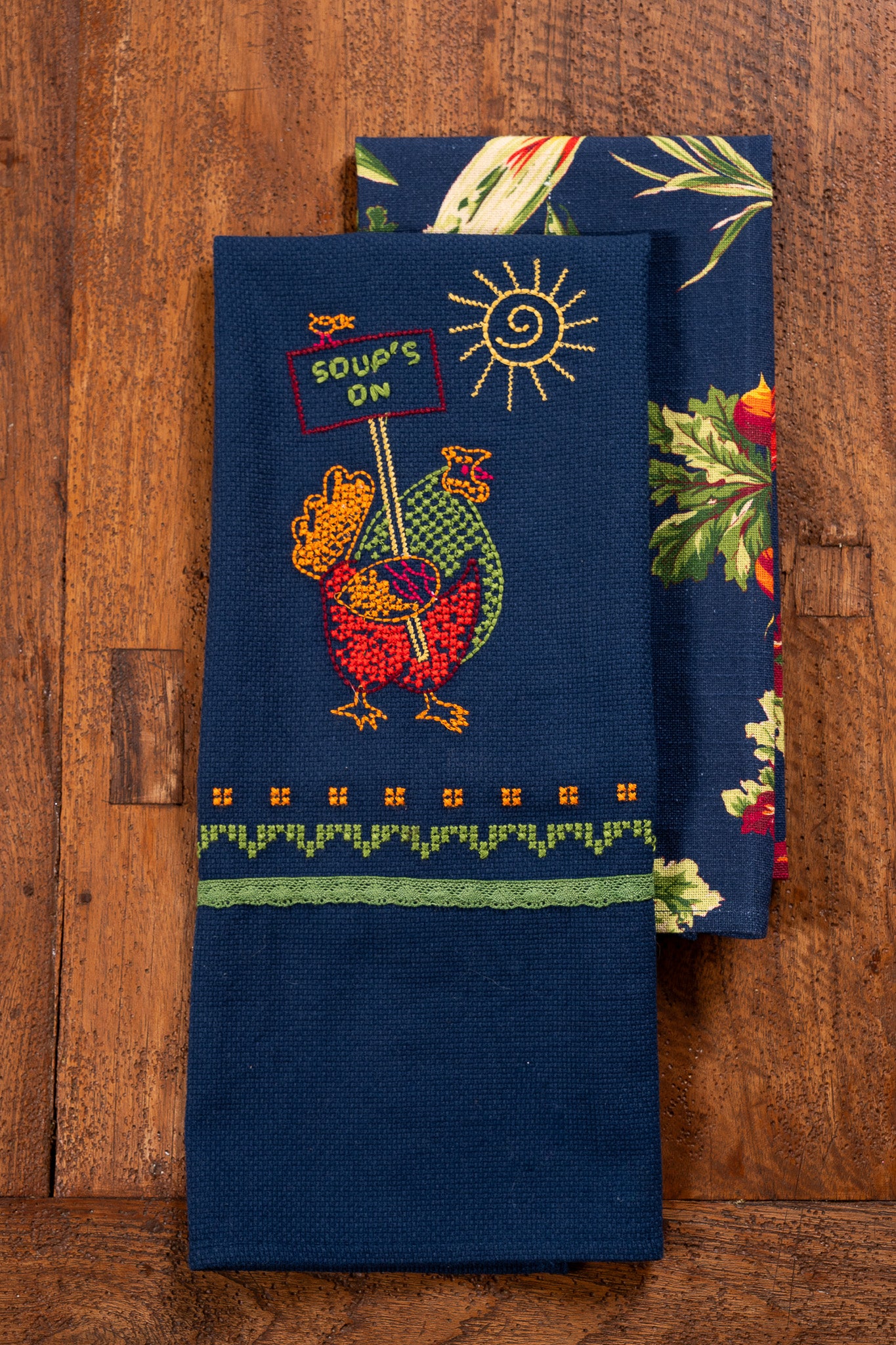 Farm Fresh Embroidered Tea Towels, Set of 2
