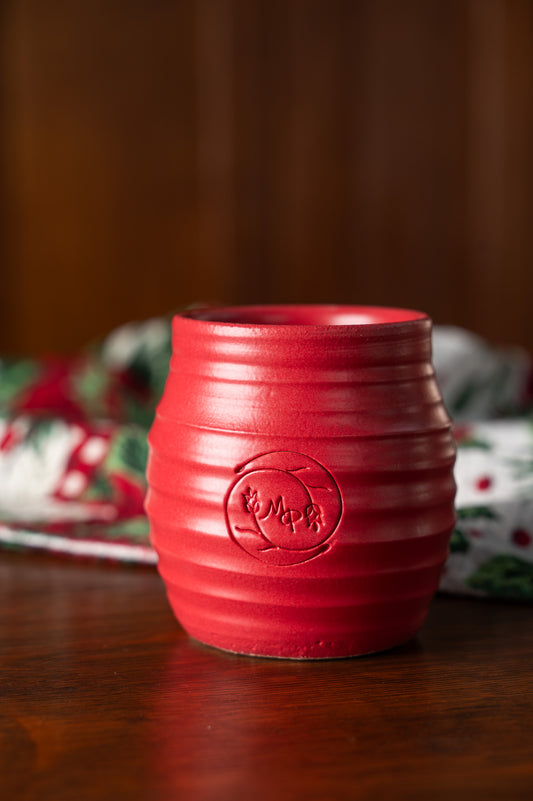 MP Stamped Candle Crock in Red - Winter Birch Scent