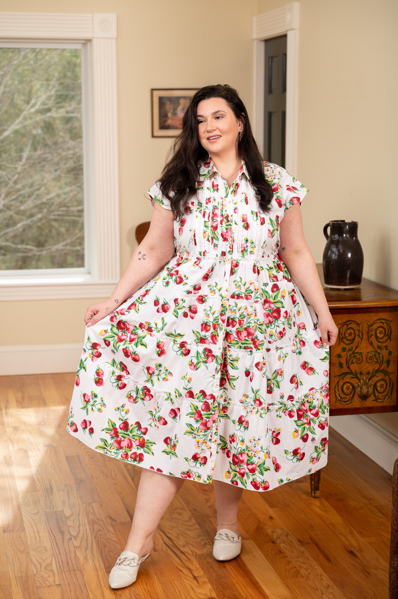 knee length dresses for ladies Stylish Strawberry Prairie Dress: Modern Prairie's Latest
