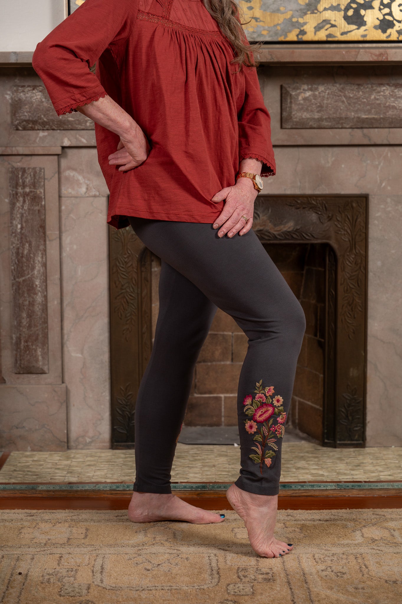 Summer Tapestry Legging in Charcoal