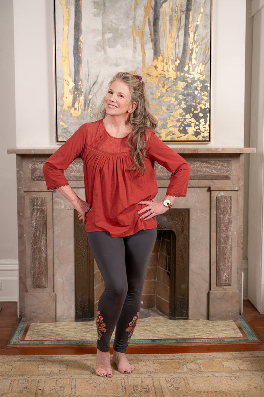 Summer Tapestry Legging in Charcoal