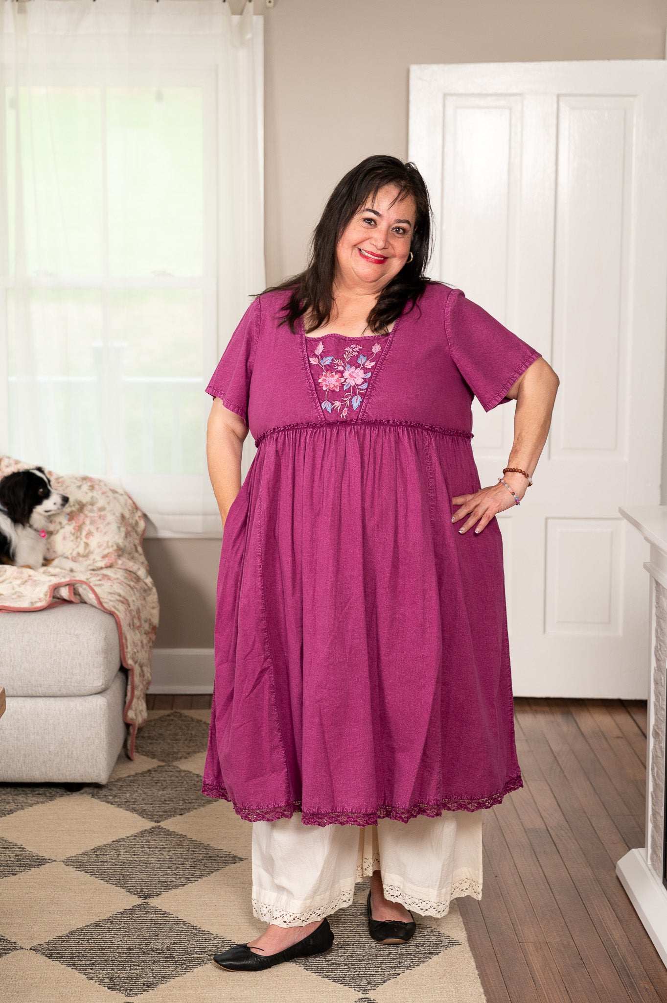 April Cornell Summer Hour Dress for Women, Pink/Lavender/Blue, Size S